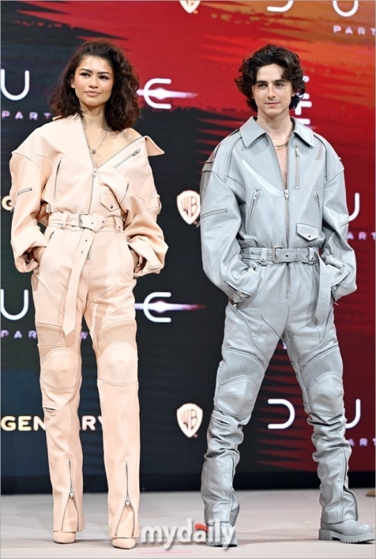 드니 빌뇌브 감독을 비롯해 배우 티모시 샬라메, 젠데이아, 오스틴 버틀러, 스텔란 스카스가드가 참석한 영화 