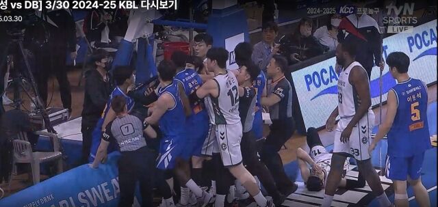 삼성-DB전 난투극/티빙 캡쳐