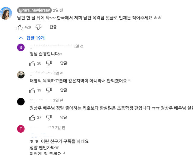 권상우가 떠난 뒤 손태영이 남편 목격담을 네티즌들에게 물었다. / 유튜브 'Mrs. 뉴저지 손태영' 캡처