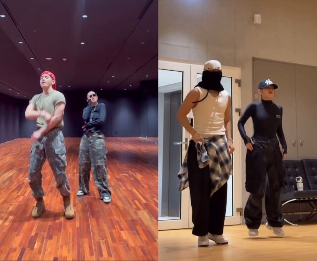 그룹 방탄소년단(BTS) 멤버 뷔와 댄서 겸 안무가 리정의 현재 모습과 6개월 전 모습 / 리정 인스타그램