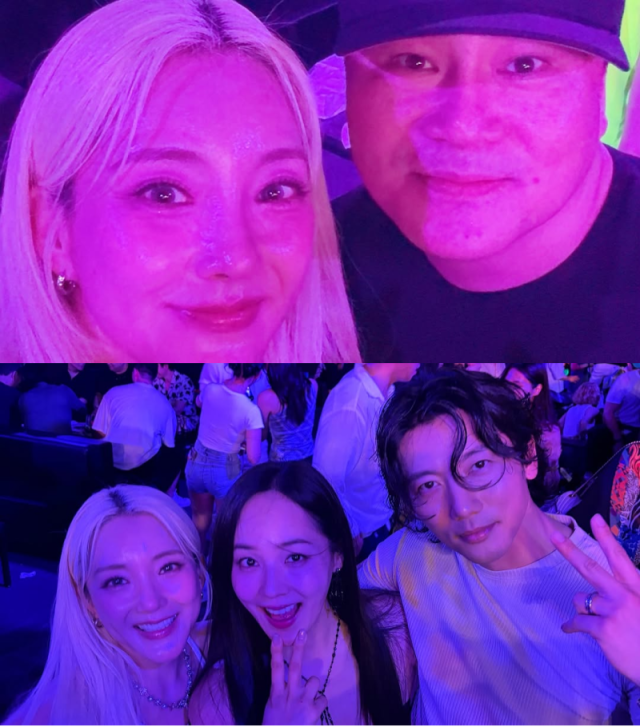 바다가 SM 대표 프로듀서 유영진, 유진, 배우 기태영과 함께 '월드 디제이 페스티벌'에서 즐거운 시간을 보냈다. / 바다 인스타그램 캡처