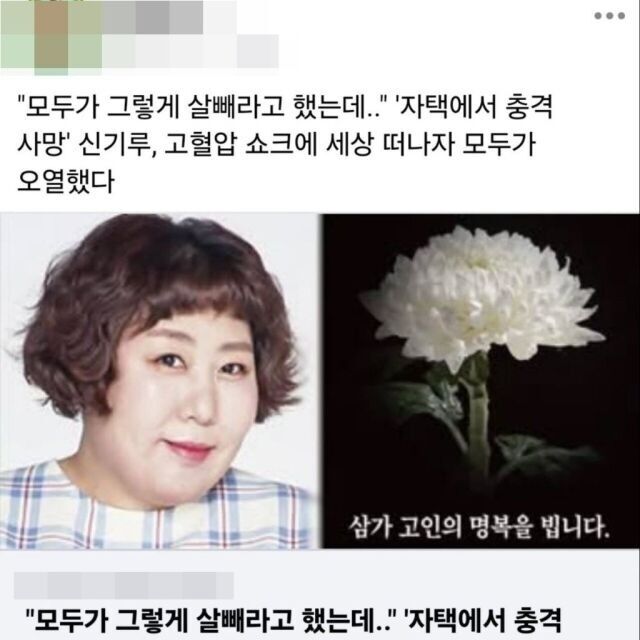 코미디언 신기루 가짜뉴스/신기루 소셜미디어