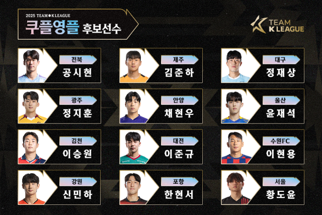 '2025 쿠팡플레이 시리즈'에 나서는 팀 K리그에 합류할 쿠팡플레이 영플레이어 선발 팬 투표./프로축구연맹