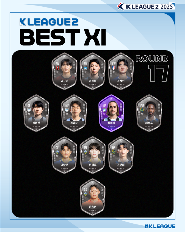 하나은행 K리그2 2025 17라운드 베스트11./프로축구연맹
