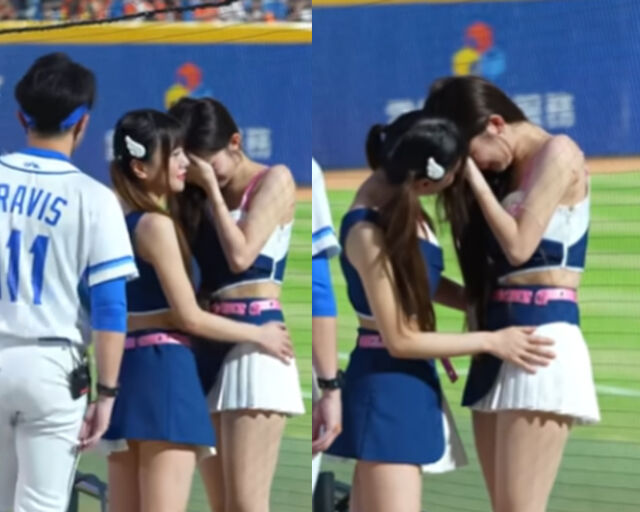 이주은이 대만에서 2회 말이 끝난 후 오열하기 시작했다. / 유튜브 'Taiwan Baseball Cheerleaders'