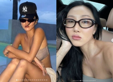 마마무 맴버 화사가 구릿빛 피부를 뽐내며 시크한 분위기를 드러냈다. / 화사 개인 인스타그램