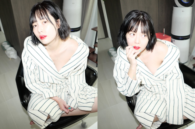 가수 현아가 파격적인 홈웨어 패션을 선보였다. / 현아 인스타그램 캡처