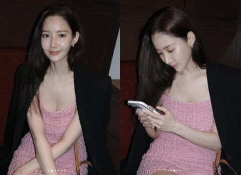 배우 박민영이 핑크 드레스를 입고 우아한 분위기를 풍겼다. / 박민영 개인 인스타그램