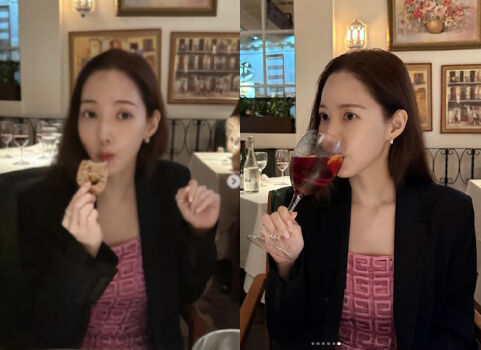 배우 박민영이 레스토랑에서 식사를 즐기고 있다. / 박민영 개인 인스타그램