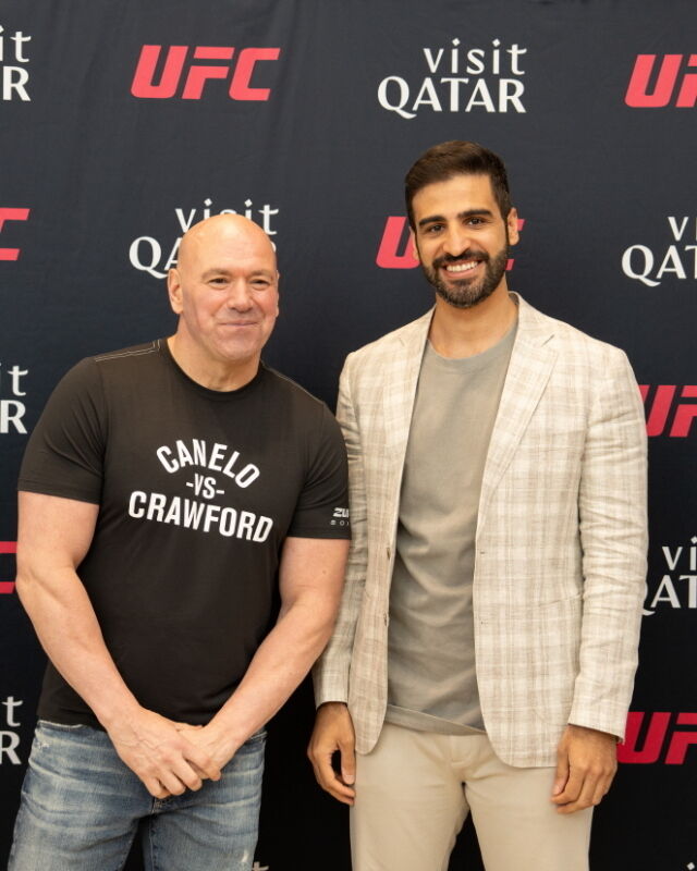 화이트 UFC 대표(왼쪽)가 11월 UFC 카타르 대회에 큰 기대감을 나타냈다. /UFC 제공