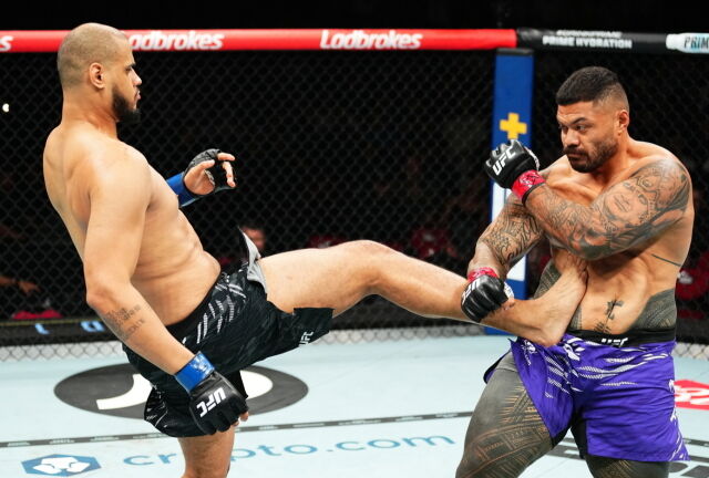 킥 공격을 하는 테세이라(왼쪽). /UFC 제공