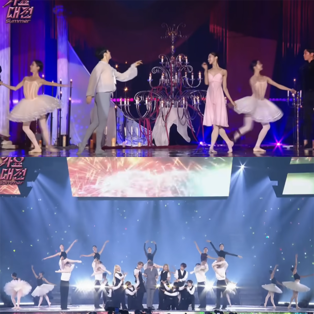 마크가 발레단과 함께 '1999' 무대를 진행 중이다./ SBS 가요대전