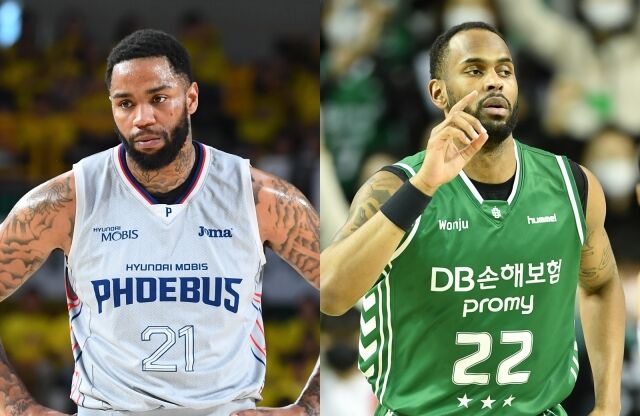 울산 현대모비스 피버스 시절 숀 롱(왼쪽)과 원주 DB 프로미 시절 드완 에르난데스./KBL