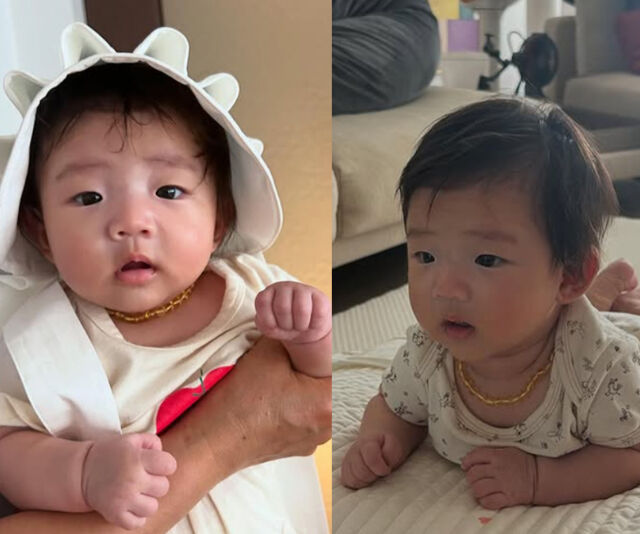 손담비의 딸이 모자와 목걸이를 하고 귀여운 모습을 뽐내고 있다. / 손담비 소셜미디어