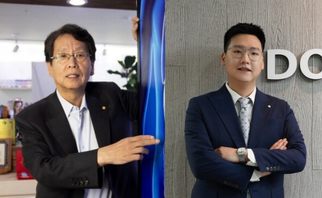 이양구 전 동성제약 회장(왼쪽), 나원균 동성제약 대표이사. /동성제약