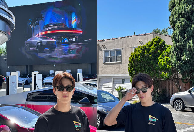 몬스타엑스 셔누가 로스앤젤레스에서 햄버거 가게를 방문했다./셔누 인스타그램