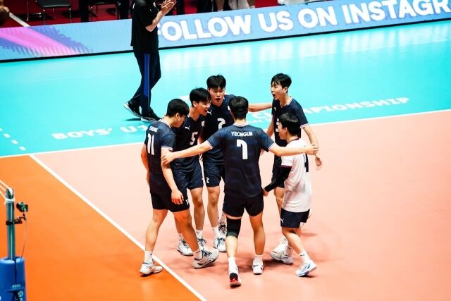 불가리아전에서의 한국 선수들./FIVB