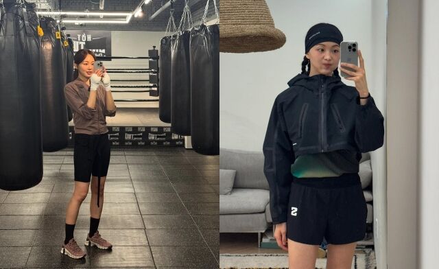 복싱체육관에서 셀카 삼매경에 빠진 금새록. /금새록 소셜미디어