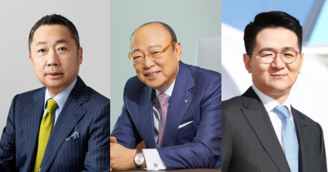 올해 상반기 보수 총액 연봉킹은 163억원을 받은 박정원 두산 회장이 올랐으며, 김승연 한화 회장과 조원태 한진 회장이 각각 124억원, 92억원의 보수를 받았다. (왼쪽부터) 박정원 두산 회장, 김승연 한화 회장, 조원태 한진 회장. /각사