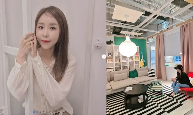 그룹 코요태 신지가 결혼을 앞두고 가구 매장을 찾아 눈길을 끌었다./ 신지 소셜미디어