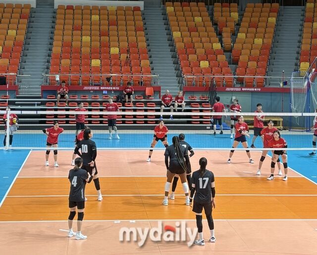 양 팀의 연습경기 장면./광주=김희수 기자