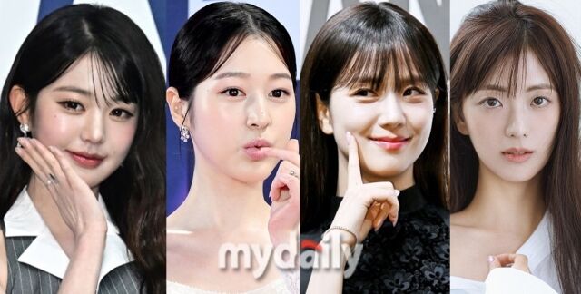 왼쪽부터 그룹 아이브 장원영, 배우 장다아, 블랙핑크 겸 배우 지수, 인플루언서 김지윤 / 마이데일리 및 김지윤 인스타그램
