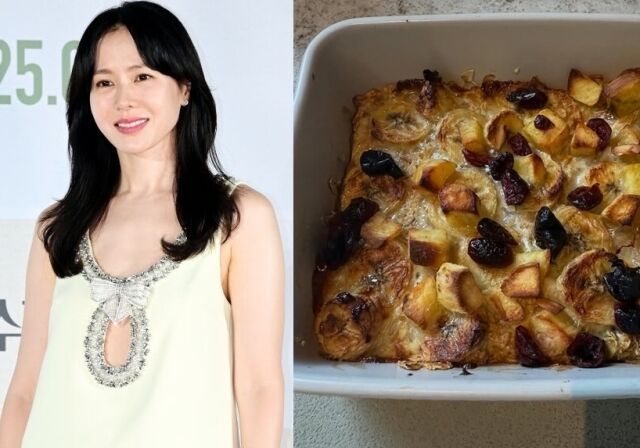 배우 손예진이 아들을 위한 아침 식사로 요리 솜씨를 뽐냈다. / 손예진 부계정 인스타그램