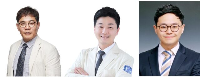 순환기내과 장기육·이관용 교수(왼쪽부터), 국군수도병원 김상현 과장. /서울성모병원