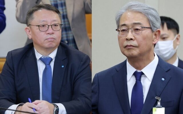 정진완 우리은행장(사진 왼쪽)과 임종룡 우리금융지주 회장 /뉴시스