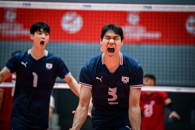 포효하는 윤서진./FIVB