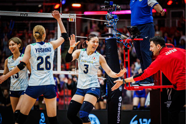 태국전에서 맹활약을 펼친 시마무라 하루요(3번)./FIVB