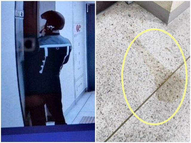 아파트 엘리베이터 앞에서 노상방뇨하는 배달기사./온라인 커뮤니티