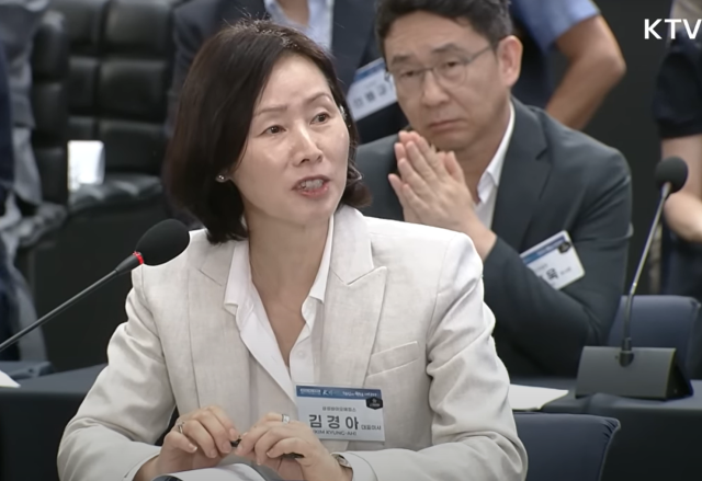 김경아 삼성바이오에피스 대표이사가 5일 '바이오 혁신 토론회'에서 발언하고 있다. /KTV 방송화면 캡처