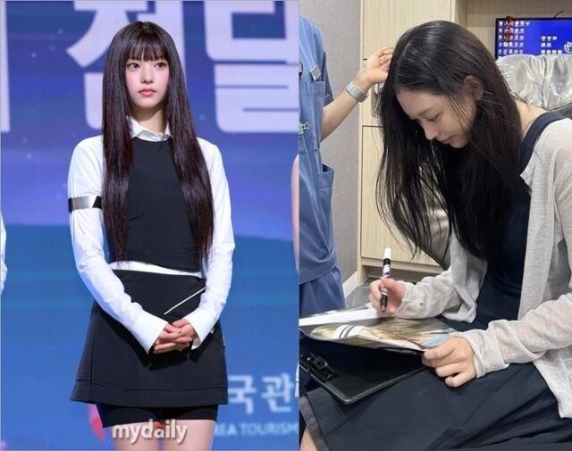 그룹 뉴진스 멤버 해린의 근황이 포착됐다. / 마이데일리 및 온라인 커뮤니티