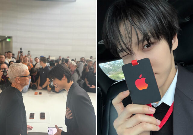 에이티즈 윤호가 애플 신제품 공개 행사에 참석했다./윤호 인스타그램