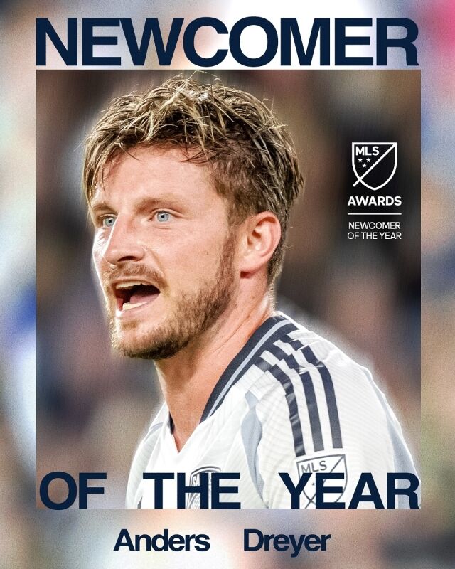 앤더스 드레이어(샌디에이고 FC)가 2025시즌 미국 메이저리그사커(MLS) 올해의 신인상을 수상했다./MLS