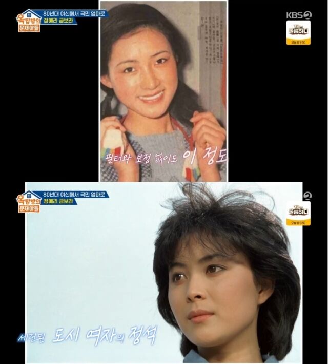 배우 정애리(사진 위)와 금보라의 리즈 시절. /KBS 2TV '옥탑방의 문제아들'