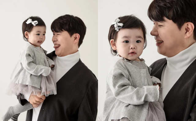 박수홍이 딸 재이와 행복한 화보 비하인드 사진을 공개했다. / 박수홍 인스타그램