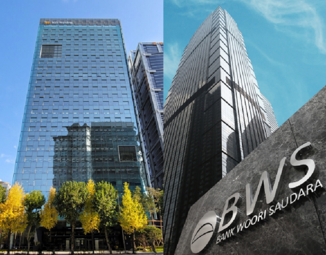 KB국민은행 본사와 우리소다라은행 본사 전경 /각사