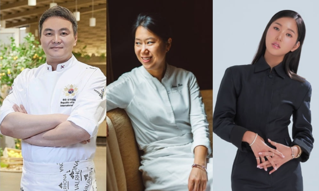 ‘천하제빵’ 1차 심사위원 이석원 명장, 김나래 파티시에, 오마이걸 미미(왼쪽부터)./이석원 본인, 김나래 본인, WM엔터테인먼트