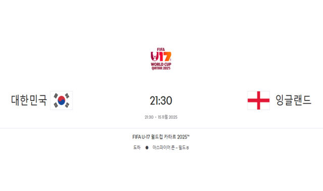 한국이 잉글랜드와 15일 32강전을 치른다. /FIFA 홈페이지 캡처
