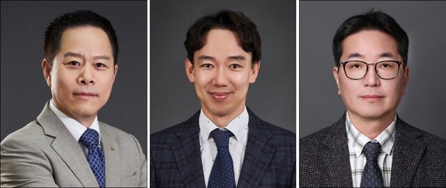 박상영 사장(경영총괄, 왼쪽부터), 배기룡 전무이사(의약연구개발본부장), 정대석 상무이사(인사기획부문장). /광동제약