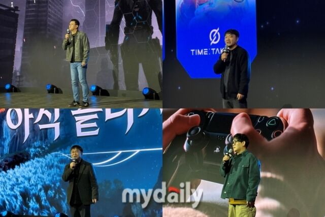 (왼쪽 위부터 시계 방향으로) 배재현 신더시티 총괄 프로듀서, 임원기 퍼블리싱 사업 총괄, 백승욱 아이온2 총괄 프로듀서, 이성구 호라이즌 총괄 프로듀서. /박성규 기자