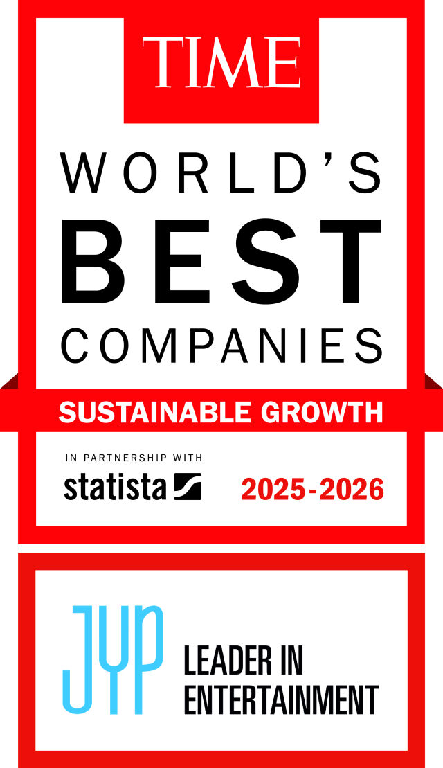 JYP엔터테인먼트가 미 타임지 선정 ‘2026년 세계 최고의 지속가능 성장기업’ 세계 1위에 올랐다. 사진|JYP엔터테인먼트, TIME and Statista