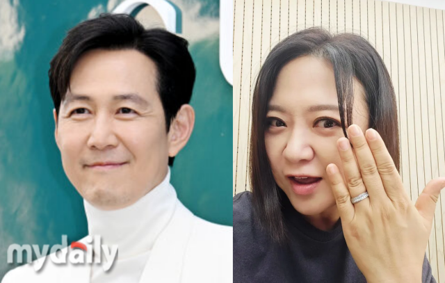 李政宰毫不犹豫地掏出一枚戒指，戴在了金淑的无名指上……一份甜蜜的礼物。