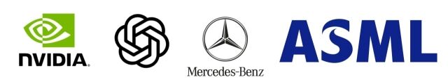(왼쪽부터) 엔비디아, 오픈AI, 메르세데스-벤츠, ASML 로고. /각 사