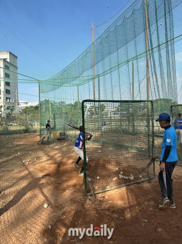 대만 유소년야구팀 훈련 장면./가오슝=노찬혁 기자