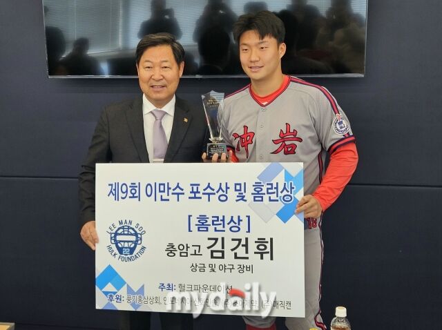 이만수 홈런상을 수상한 김건휘(오른쪽)./도곡동=심혜진 기자