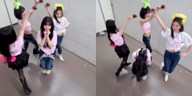 레드벨벳 멤버들과 카리나가 함께 '두쫀쿠 사준 사람' 챌린지를 찍었다. / 레드벨벳 공식 인스타그램