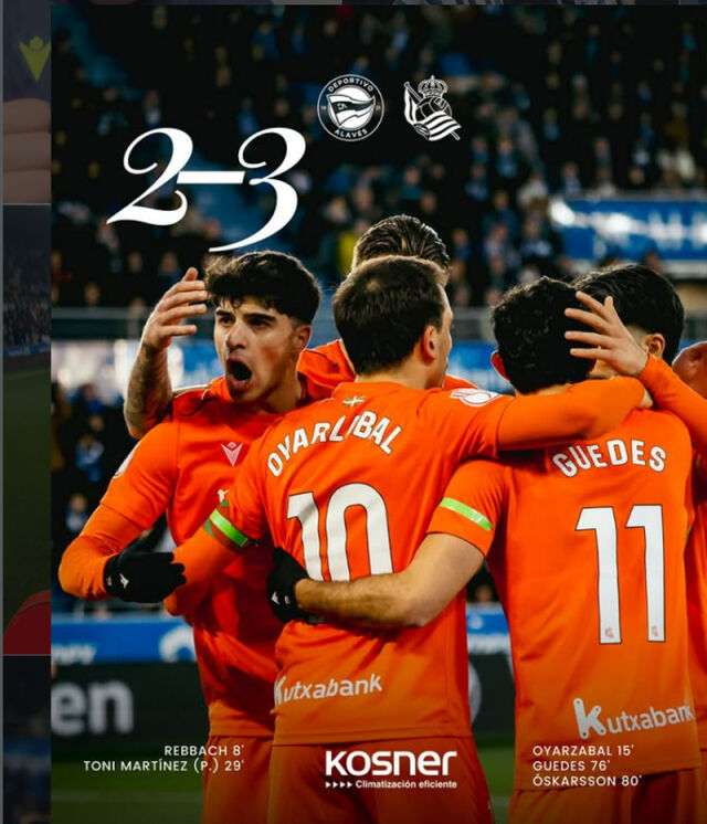 소시에다드 선수들이 역전골을 넣고 환호하고 있다. /소시에다드 인스타그램 캡처